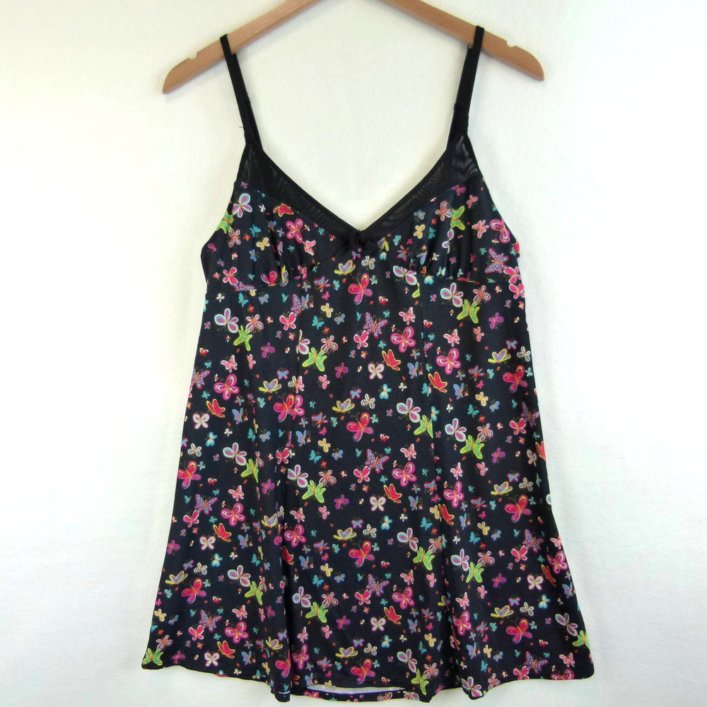 Betsey Johnson Intimates Butterfly Chemise Slip Dress Rainbow Multicolor Size L